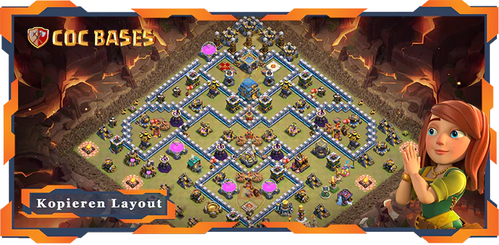 Beste Krieg Basis RH12 met Link, Hybrid, Verteidigung layout - Clash of Clans (141)