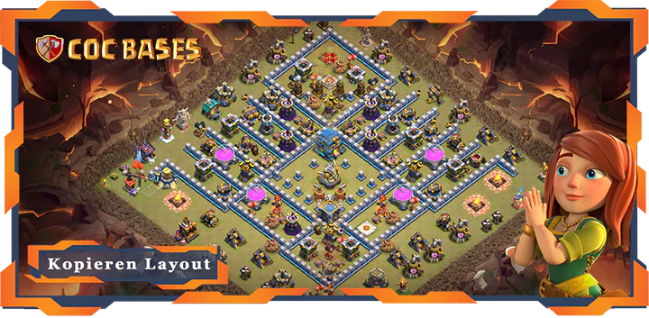 Beste Krieg Basis RH12 met Link, Verteidigung, Anti Alles layout - Clash of Clans (126)