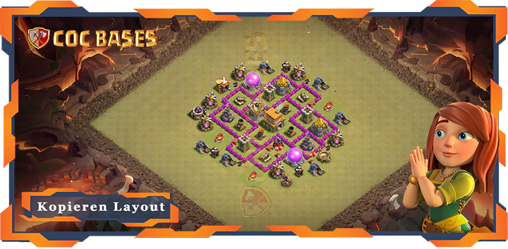 Beste Krieg Basis RH6 mit Link, Anti Luft, Verteidigung Layout - Clash of Clans (63)