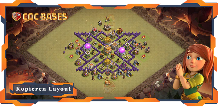 Beste Krieg Basis RH7 max level met Link, Anti 3 Stern, Hybrid layout - Clash of Clans (83)
