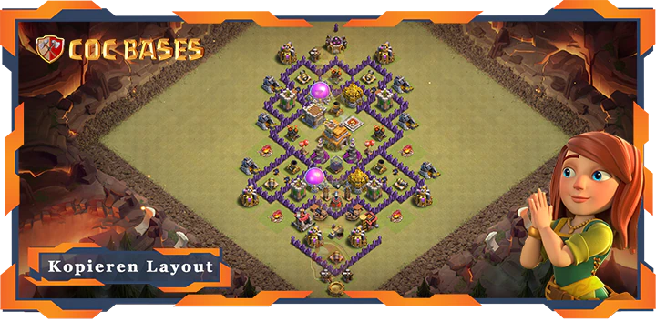 Beste Krieg Basis RH7 met Link, Anti 2 Stern, Hybrid Layout - Clash of Clans (149)