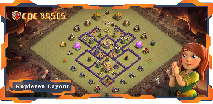 Beste Krieg Basis RH7 met Link, Anti 3 Stern, Anti Alles Layout - Clash of Clans (130)