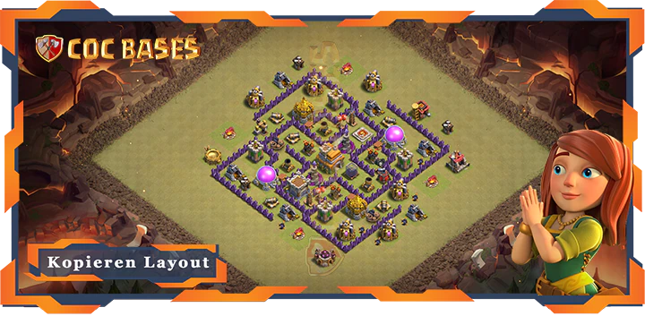 Beste Krieg Basis RH7 met Link, Anti 3 Stern, Anti Alles Layout - Clash of Clans (145)