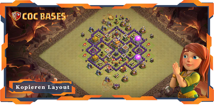 Beste Krieg Basis RH7 met Link, Anti 3 Stern, Hybrid Layout - Clash of Clans (104)