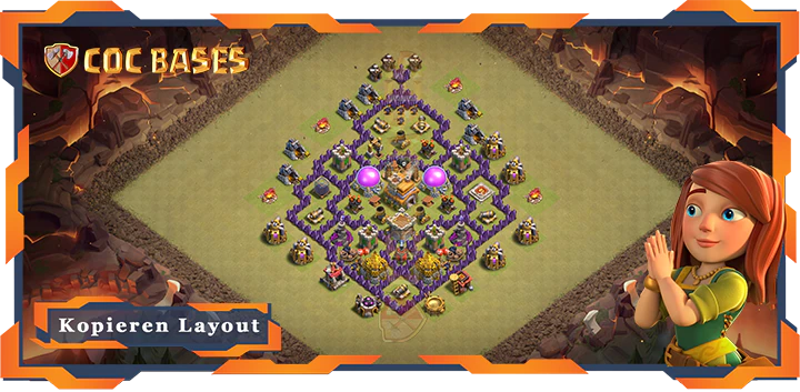 Beste Krieg Basis RH7 met Link, Anti 3 Stern, Hybrid Layout - Clash of Clans (107)