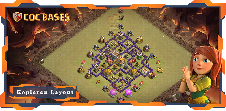 Beste Krieg Basis RH7 met Link, Anti Alles Layout - Clash of Clans (103)
