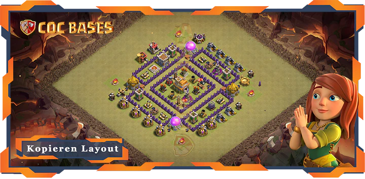 Beste Krieg Basis RH7 met Link, Anti Luft Drache, Verdediging layout - Clash of Clans (64)