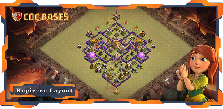 Beste Krieg Basis RH7 met Link, Hybrid, Anti 2 Stern layout - Clash of Clans (80)