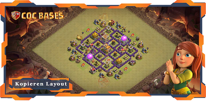 Beste Krieg Basis RH7 met Link, Hybrid, Anti Alles Layout - Clash of Clans (105)