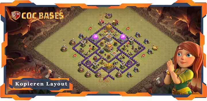 Beste Krieg Basis RH7 met Link, Hybrid, Anti Alles Layout - Clash of Clans (87)