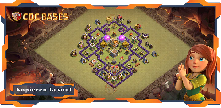Beste Krieg Basis RH7 met Link, Hybrid, Verteidigung Layout - Clash of Clans (133)