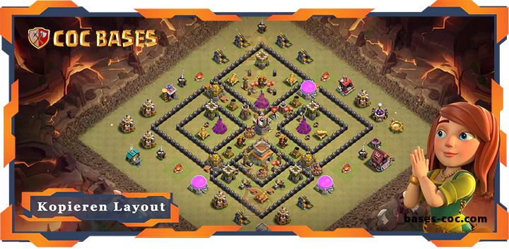 Beste Krieg Basis RH8 max level met Link, Anti Alles, Verdediging layout - Clash of Clans (124)