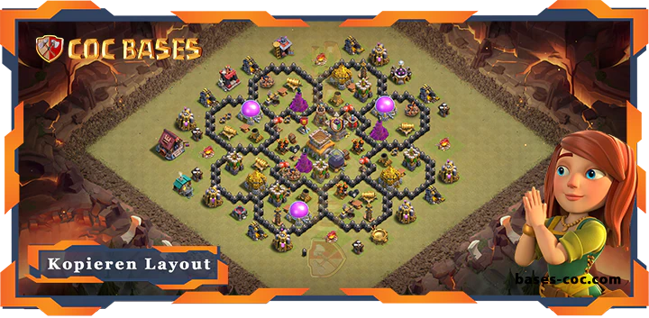 Beste Krieg Basis RH8 met Link, Hybrid, Anti 3 Stern layout - Clash of Clans (141)