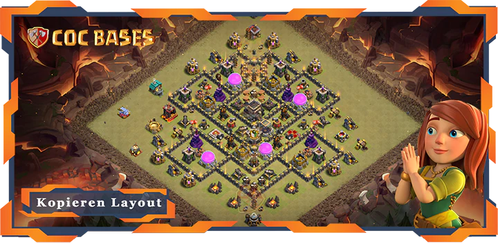 Beste Krieg Basis RH9 Max Level met Link, Anti 2 Stern, Anti Alles layout - Clash of Clans (130)
