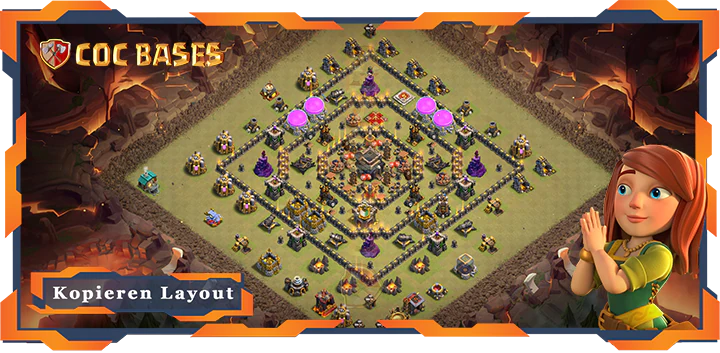 Beste Krieg Basis RH9 Max Level met Link, Anti Alles, Anti Luft Drache layout - Clash of Clans (126)