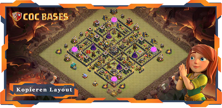 Beste Krieg Basis RH9 Max Level met Link, Hybrid, Anti Alles layout - Clash of Clans (123)