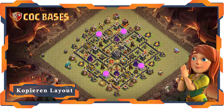 Beste Krieg Basis RH9 met Link, Anti 2 Stern, Hybrid layout - Clash of Clans (146)