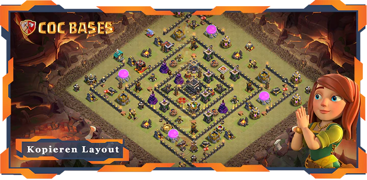 Beste Krieg Basis RH9 met Link, Anti 3 Stern, Anti Luft Drache layout - Clash of Clans (148)