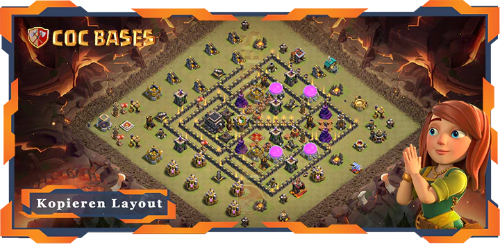 Beste Krieg Basis RH9 met Link, Anti 3 Stern, Hybrid layout - Clash of Clans (132)