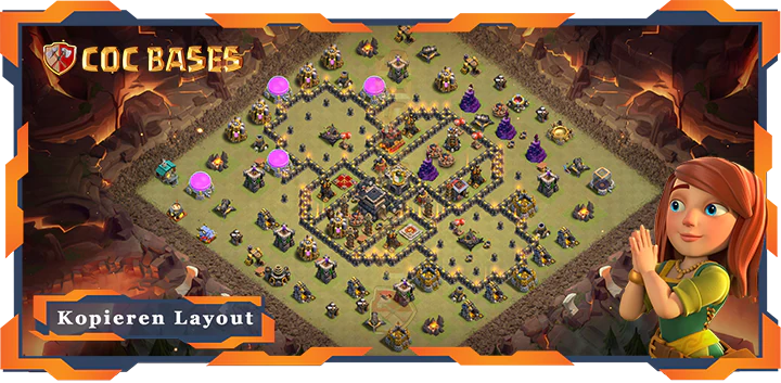 Beste Krieg Basis RH9 met Link, Anti Alles, Verdedigung layout - Clash of Clans (131)