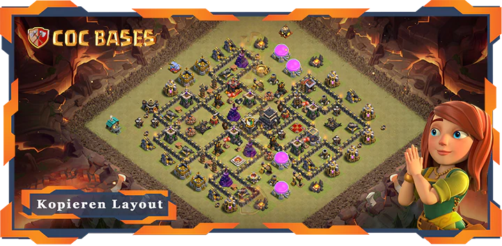 Beste Krieg Basis RH9 met Link, Anti Luft Drache, Verdediging layout - Clash of Clans (149)
