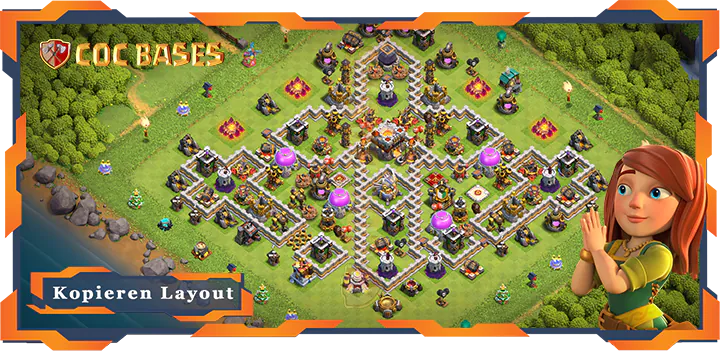 Beste TrollSpaß Basis RH11 met Link, Spaß layout - Clash of Clans (111)