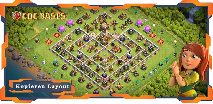 Beste Trophäe Basis RH11 met Link, Anti Alles, Verdediging layout - Clash of Clans (86)
