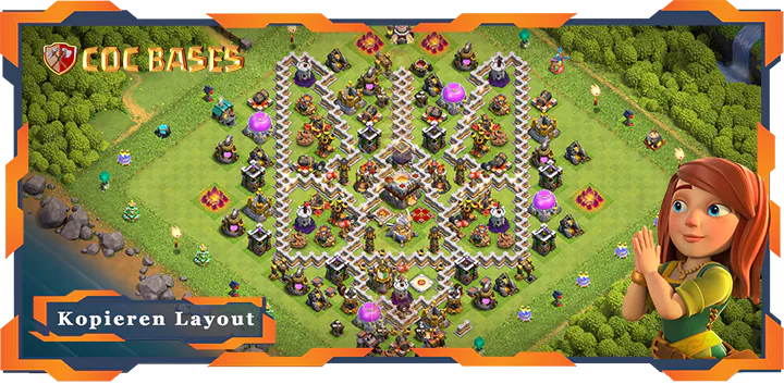 Beste Trophäe Basis RH11 met Link, Verdediging layout - Clash of Clans (142)