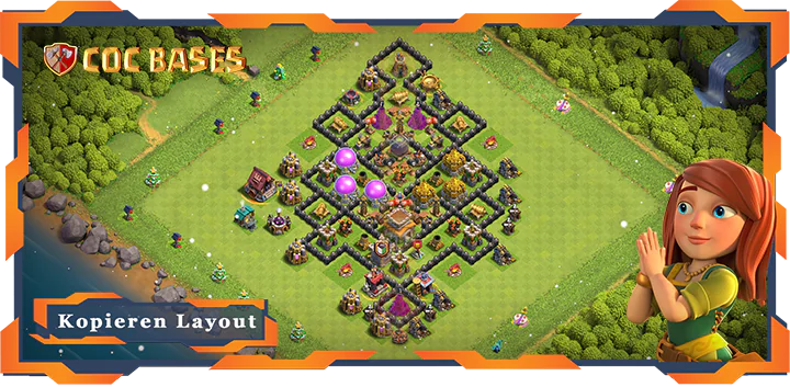 Beste Trophäe Basis RH8 met Link, Hybrid, Anti Alles, Verdediging layout - Clash of Clans (115)