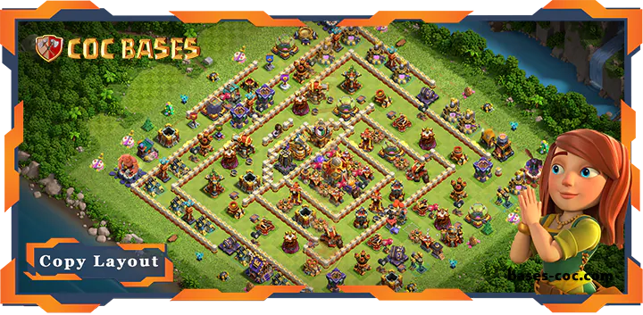 Top Base TH16 with with Link, Anti Everything, Anti Trophy, Defence Layout - Clash of Clans (102)