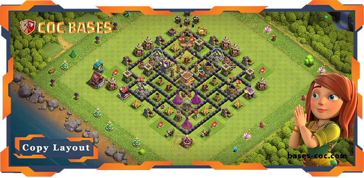 Top Base TH8 with Link, Anti 3 Star, Anti Air Dragon Layout - Clash of Clans (163)