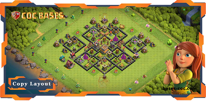 Top Farming Base TH8 with Link, Anti AirDragon, Hybrid Layout - Clash of Clans (158)