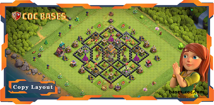 Top Hybrid Base TH8 with Link, Anti 3 Star Layout - Clash of Clans (168) 2 Top Hybrid Base TH8 with Link, Anti 3 Star Layout - Clash of Clans (168)
