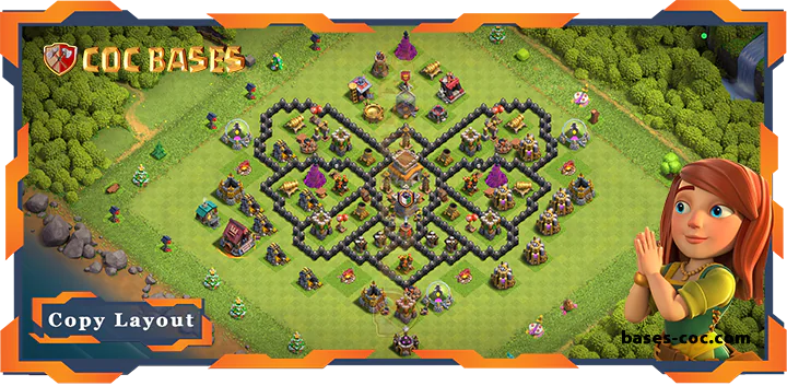 Top Troll Base TH8 with Link, Funny Layout - Clash of Clans (154)