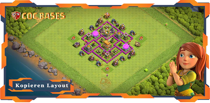 Beste Anti 2 Stern Basis RH6 mit Link, Hybrid Layout - Clash of Clans (117)