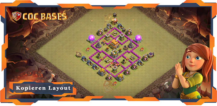 Beste Krieg Basis RH6 mit Link, Anti 2 Stern, Anti Luft Layout - Clash of Clans (83)