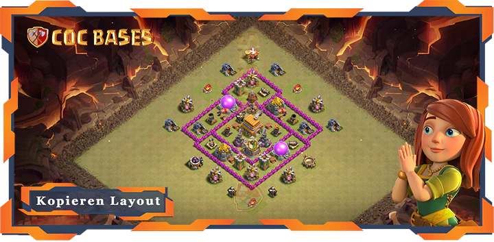 Beste Krieg Basis RH6 mit Link, Anti 2 Stern, Hybrid Layout - Clash of Clans (87)
