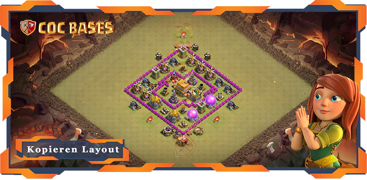Beste Krieg Basis RH6 mit Link, Anti 2 Stern, Hybrid Layout - Clash of Clans (98)