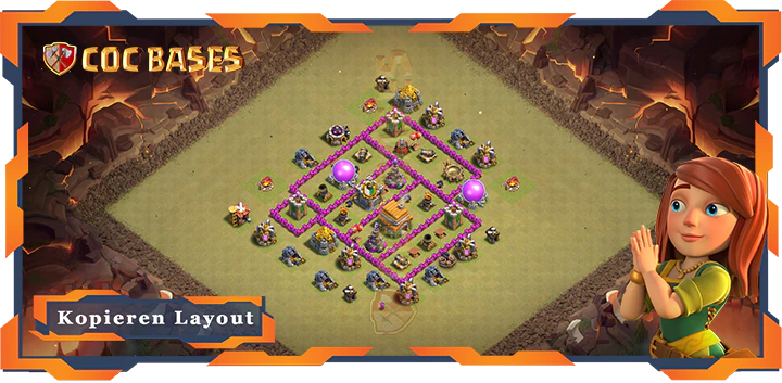 Beste Krieg Basis RH6 mit Link, Anti 3 Stern, Anti Alles Layout - Clash of Clans (74)