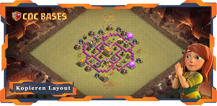 Beste Krieg Basis RH6 mit Link, Anti 3 Stern, Anti Luft Layout - Clash of Clans (99)