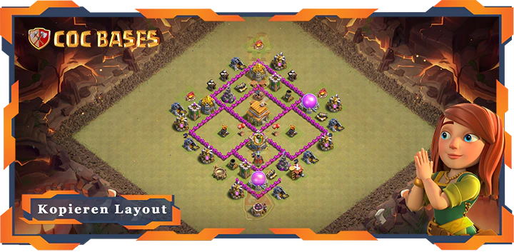 Beste Krieg Basis RH6 mit Link, Anti 3 Stern, Anti LuftDrache Layout - Clash of Clans (65)
