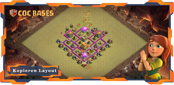 Beste Krieg Basis RH6 mit Link, Anti 3 Stern, Hybrid Layout - Clash of Clans (111)