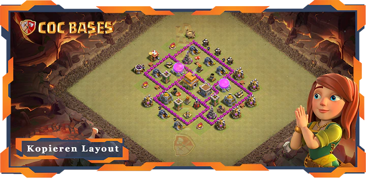 Beste Krieg Basis RH6 mit Link, Anti Alles, Anti 2 Stern Layout - Clash of Clans (137)