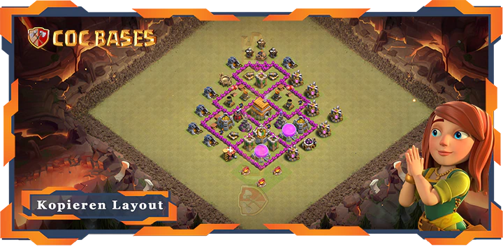Beste Krieg Basis RH6 mit Link, Anti Luft, Anti 2 Stern Layout - Clash of Clans (144)