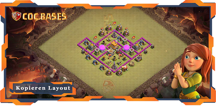 Beste Krieg Basis RH6 mit Link, Hybrid, Anti Luft Layout - Clash of Clans (123)