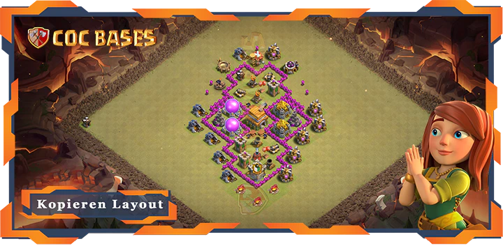 Beste Krieg Basis RH6 mit Link, Hybrid, Verteidigung Layout - Clash of Clans (101)