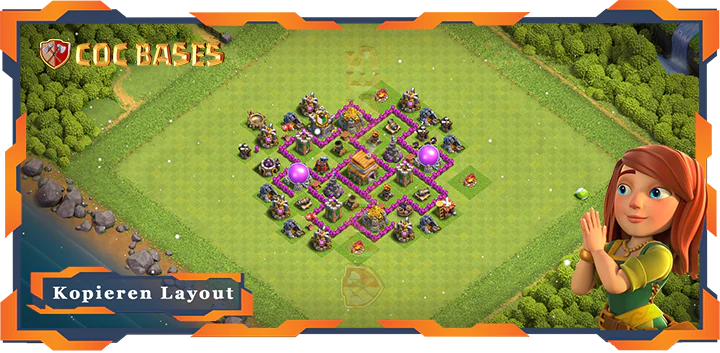 Beste Trophäen Basis RH6 mit Link, Hybrid, Anti Alles Layout - Clash of Clans (92)