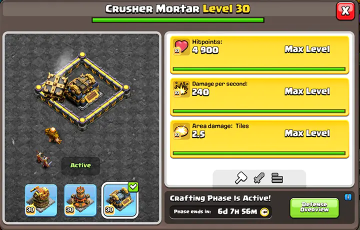 Juni-update 2025 is officieel uitgebracht in Clash of Clans 10 Crusher Morter Max level 30