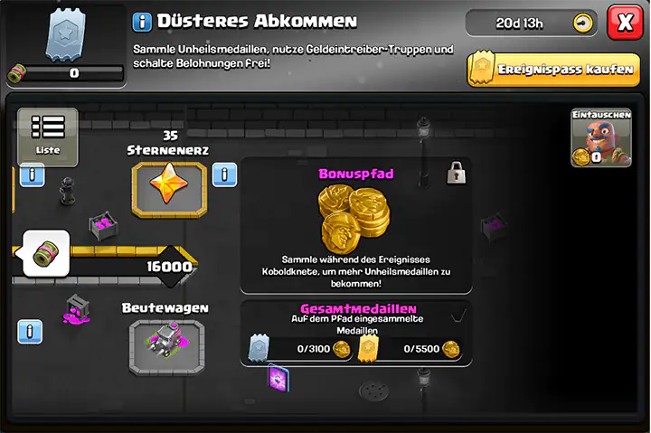 Düsteres Abkommen Medaille-evenement juni 2025 – Clash of Clans 68 Extra Beloningen bij Dusteres Abkommen