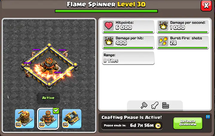Juni-update 2025 is officieel uitgebracht in Clash of Clans 8 Flame Spinner level 30